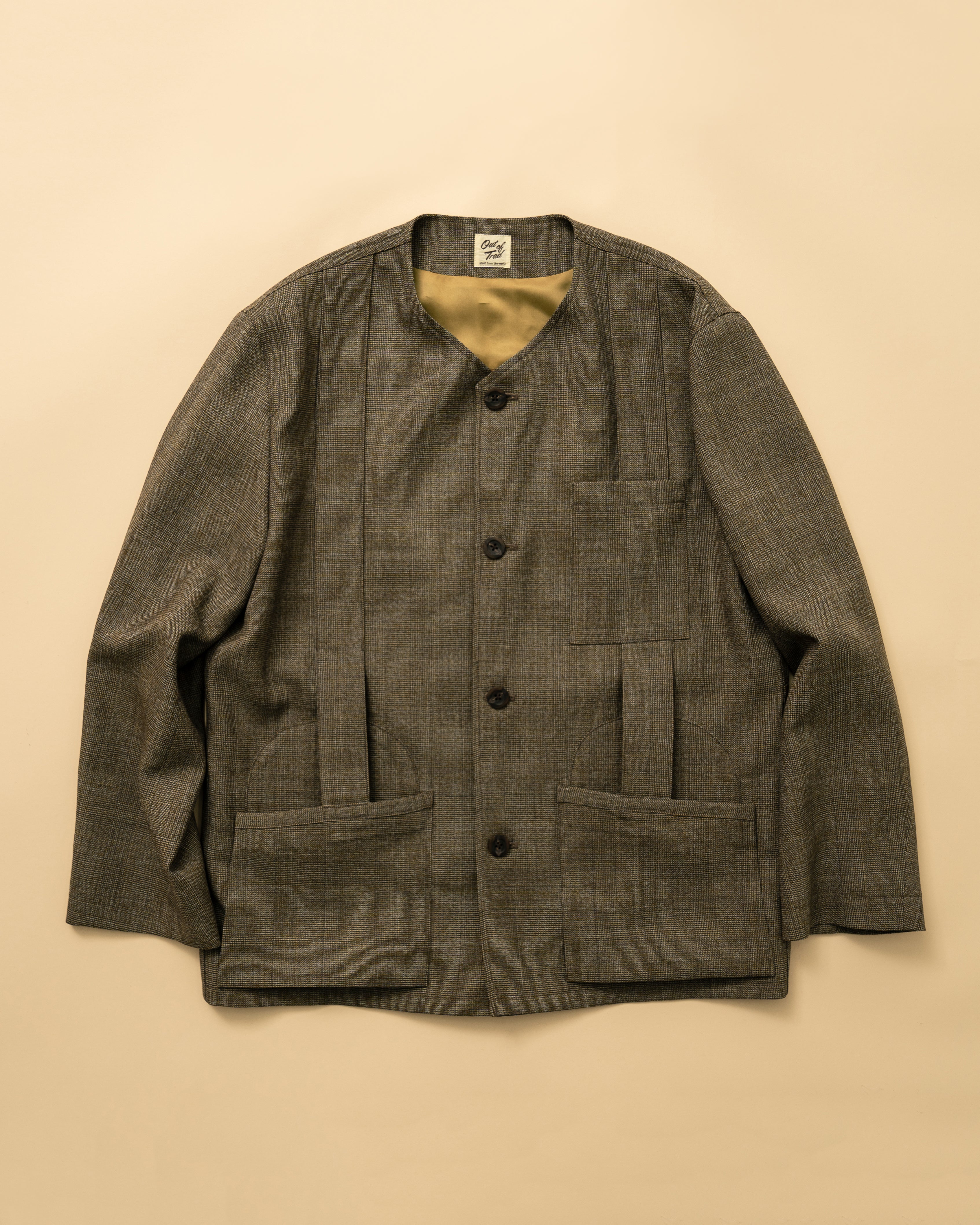 out of trad/テーラードジャケット/3/ウール/ブラウン/チェック ウールコットン シングルブレステッド3Bジャケット SONDRIO